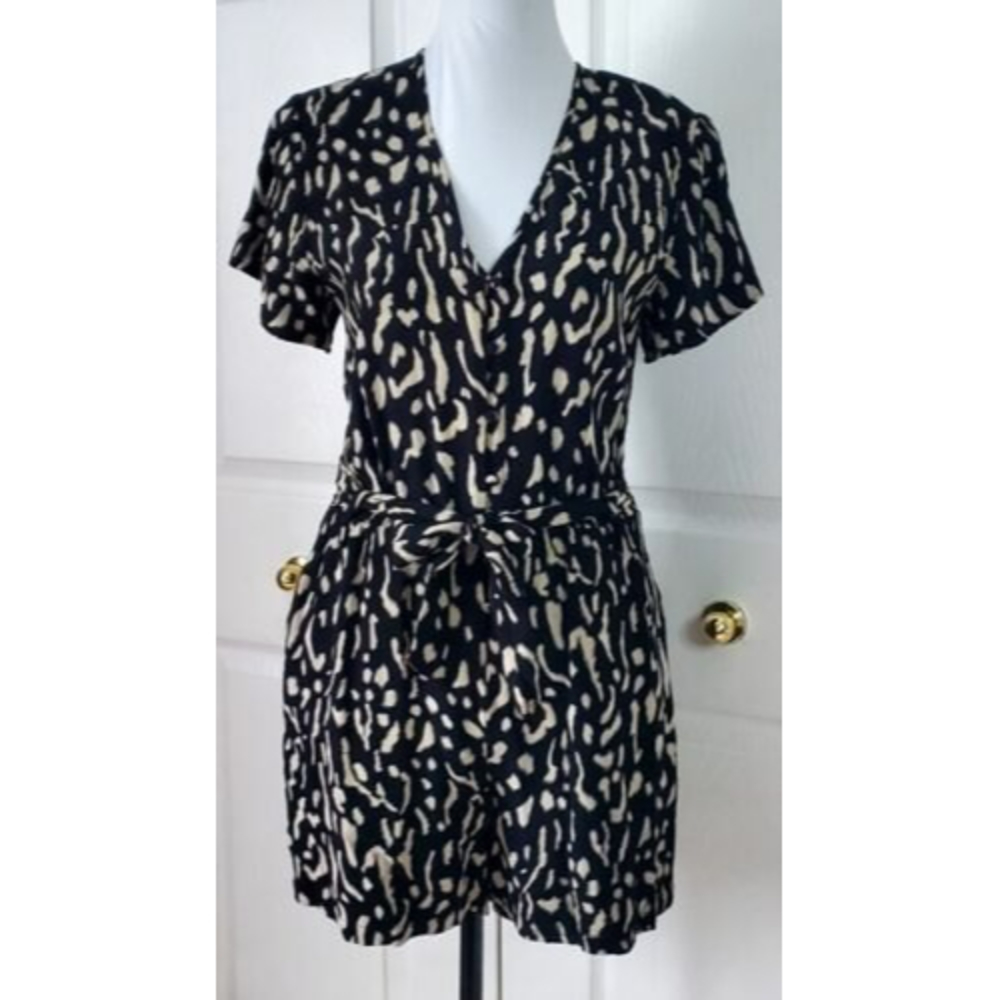 Rails Sophia Cheetah Romper Women's Black and Beige Sz Small EUC